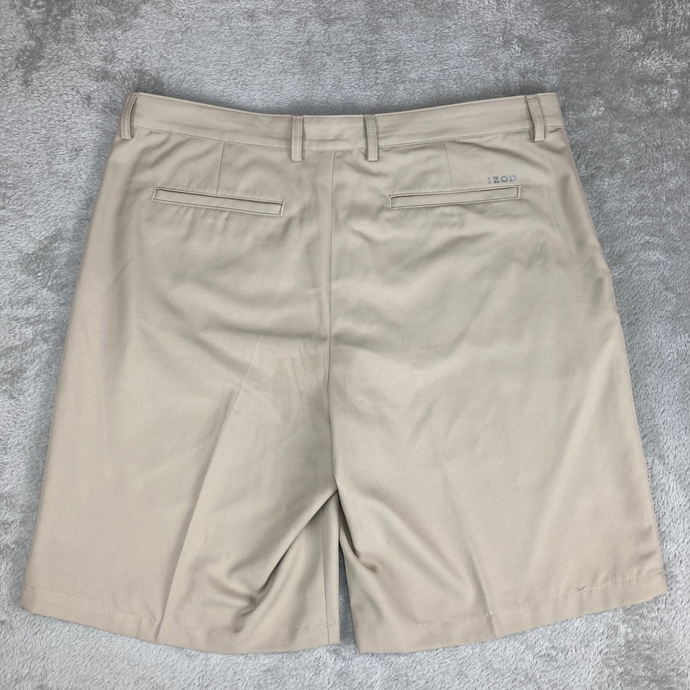IZOD Golf Classic Mens 36 Beige Shorts Flat Front Casual Active - Picture 2 of 14